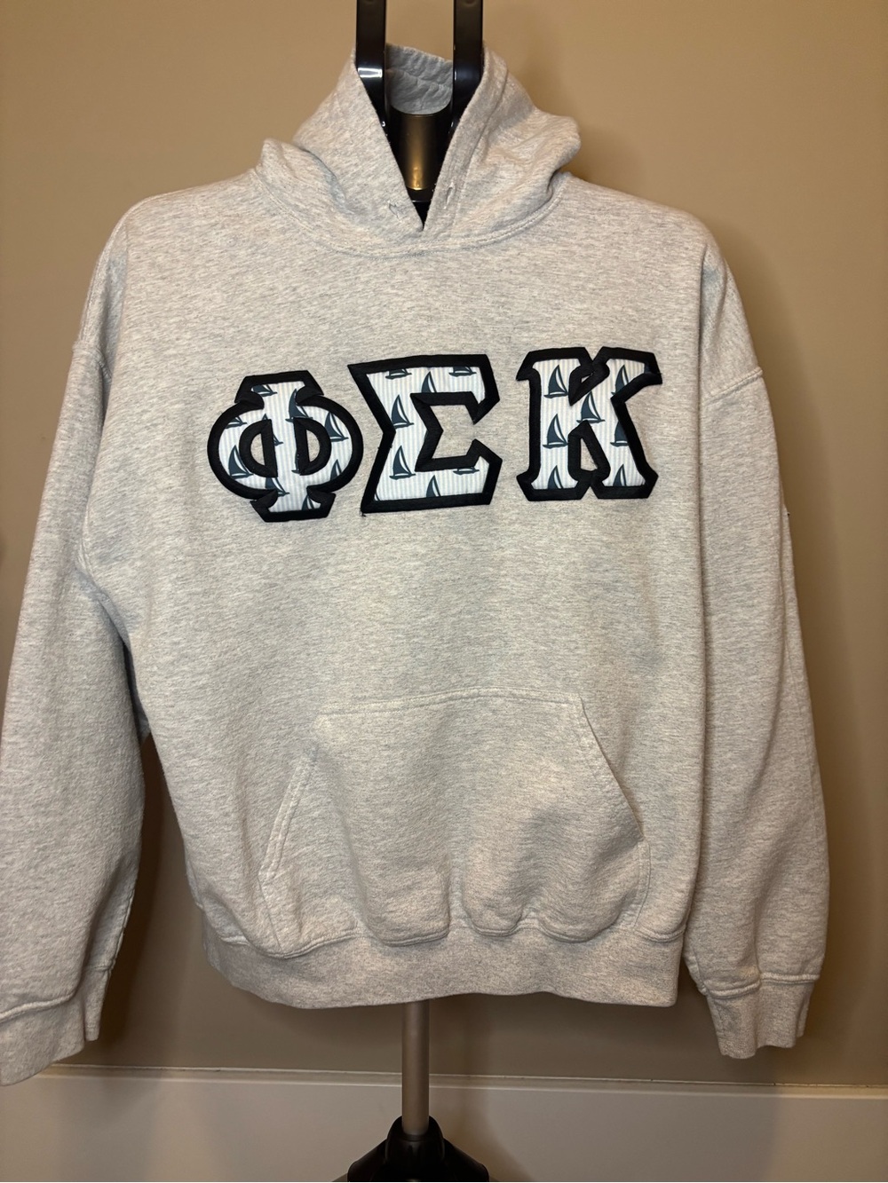 Phi Sigma Kappa ΦΣΚ Fraternity Hoodie Gray Sailboat Print Greek Letters 1873